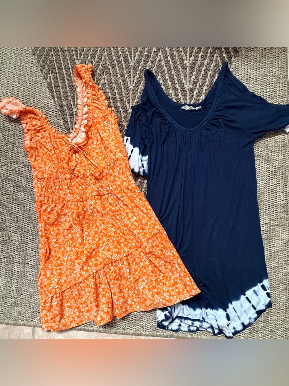 Derek Heart Orange Floral sun dress & cold shoulder cover up size S